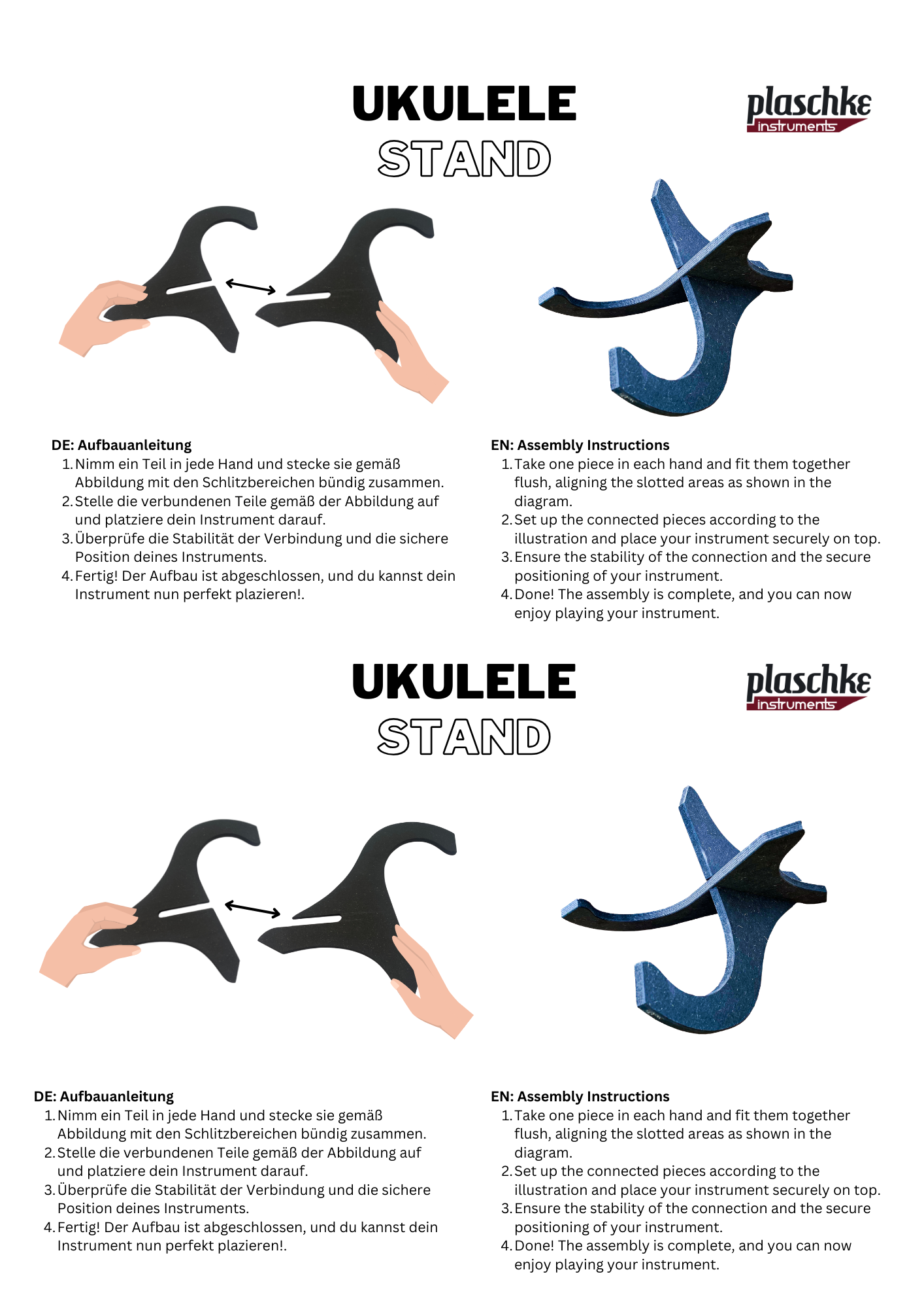 Anleitung zum einfachen Stecksystem des Ukulele Halters ohne Kleber
