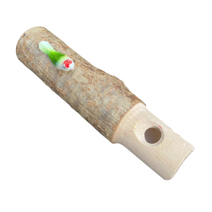 Kuckucks-Flöte aus Haselnussholz mit grünem Dekovogel