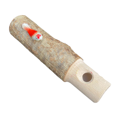 Kuckucks-Flöte aus Haselnussholz mit rotem Dekovogel