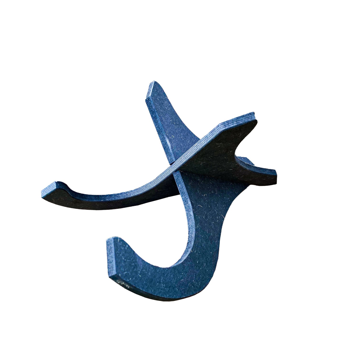 Universeller Ukulele Ständer aus schwarzem Holz auf weißem Hintergrund