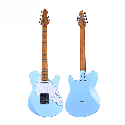 WINZZ E-Gitarre von vorne und hinten zur Ansicht des gerösteten Ahornhalses und der Korpusform